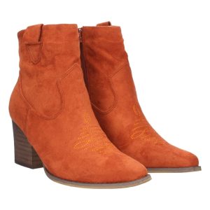 Botas tacón cuadrado naranja estilo cowboy