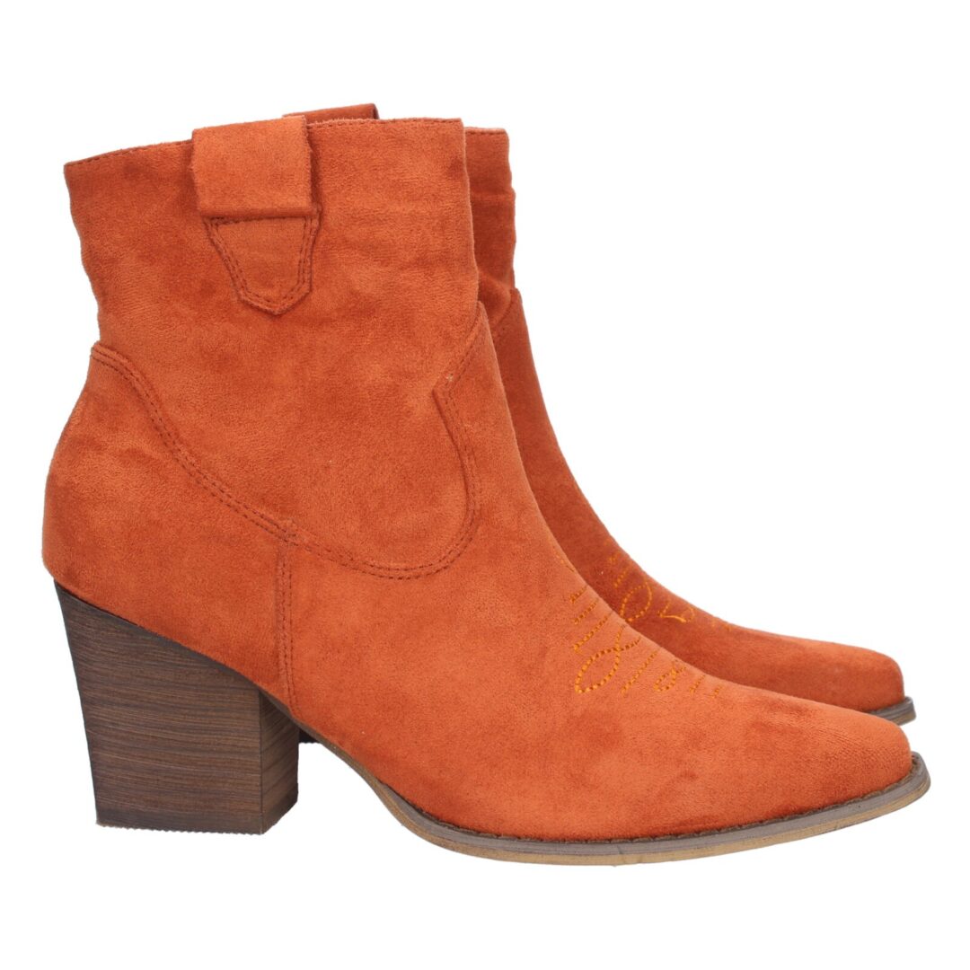 Botas tacón cuadrado naranja estilo cowboy - Imagen 3