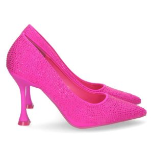 Zapatos tacón alto brillos fucsia