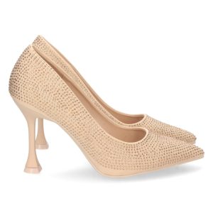 Zapato tacón alto brillos Oro
