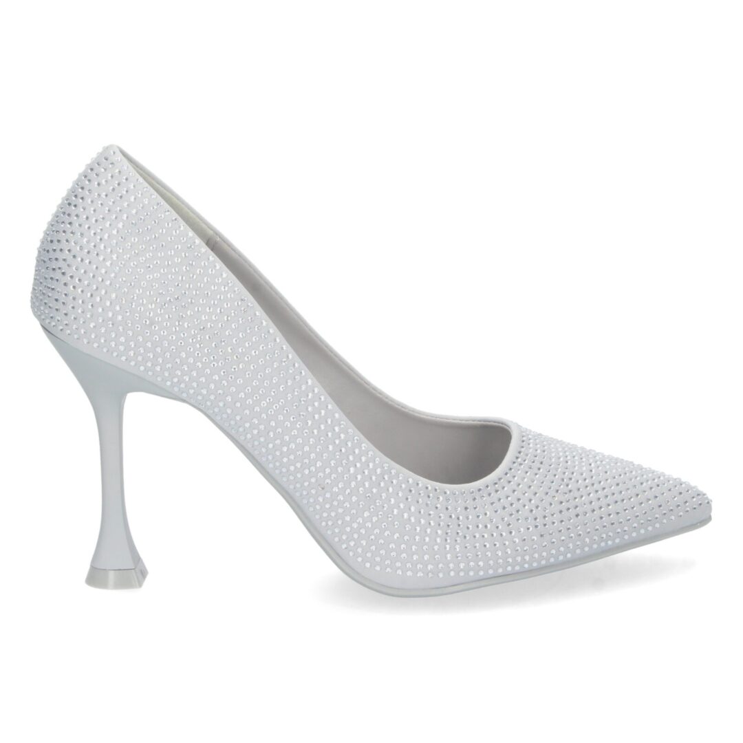 Zapatos tacón alto brillantes plata incrustados - Imagen 3