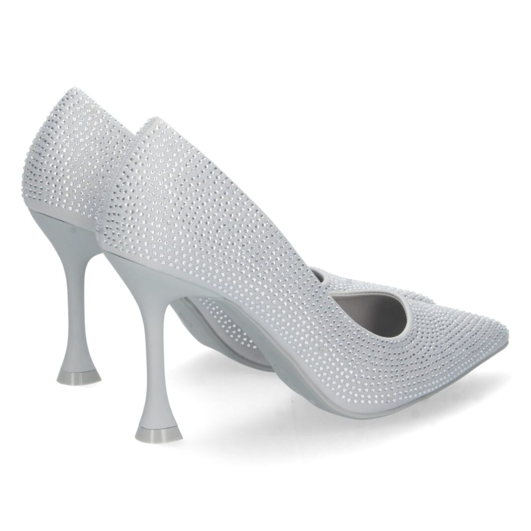 Zapatos tacón alto brillantes plata incrustados - Imagen 5