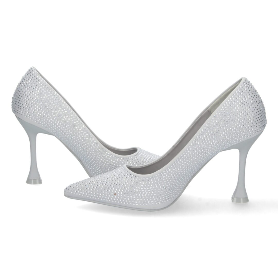 Zapatos tacón alto brillantes plata incrustados - Imagen 6