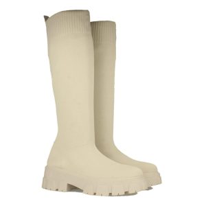 Bota calcetín beige caña alta