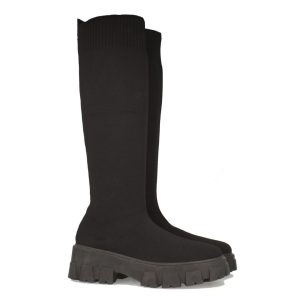 Bota calcetín negra elástica