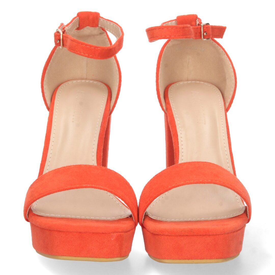 Sandalia tacón plataforma naranja ankle strap - Imagen 4