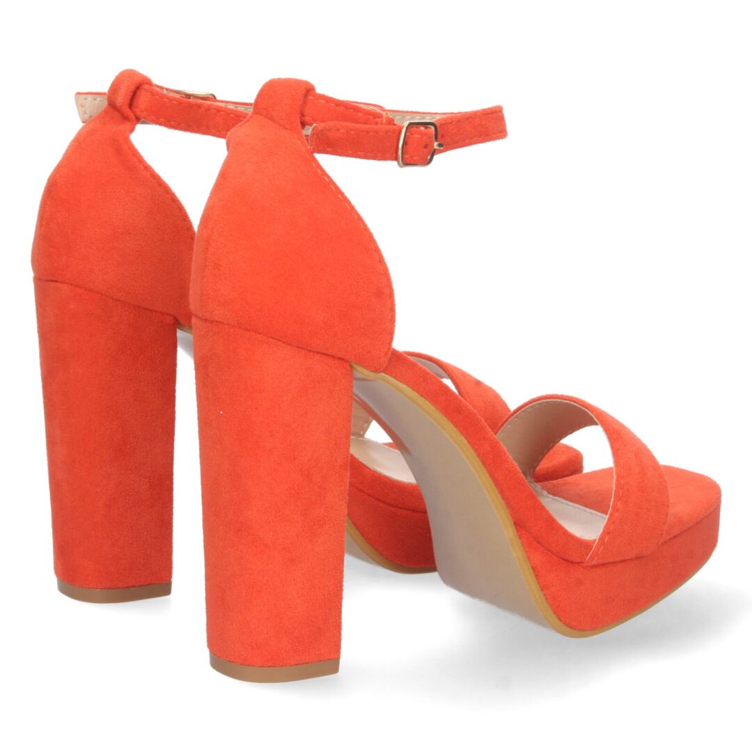 Sandalia tacón plataforma naranja ankle strap - Imagen 5