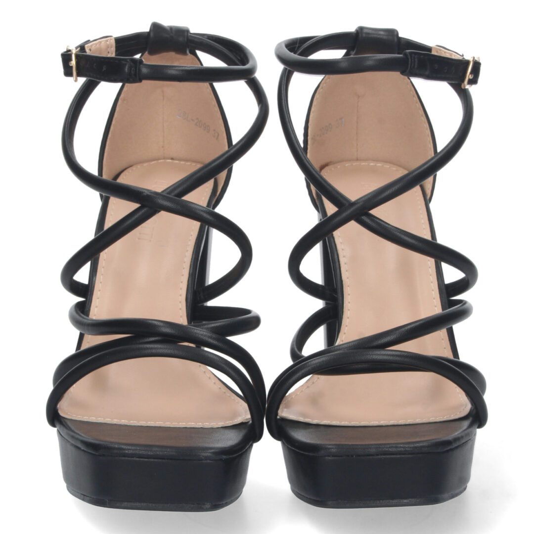 Sandalias tacón tiras negras plataforma - Imagen 4
