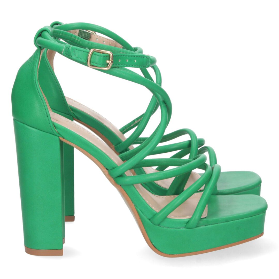 Sandalias tacón tiras empeine verde