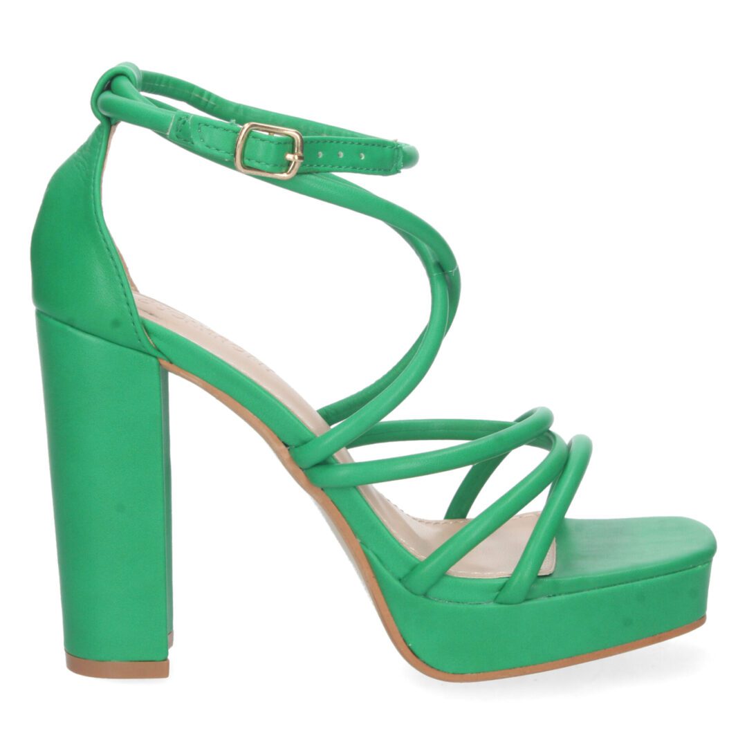 Sandalias tacón tiras empeine verde - Imagen 3