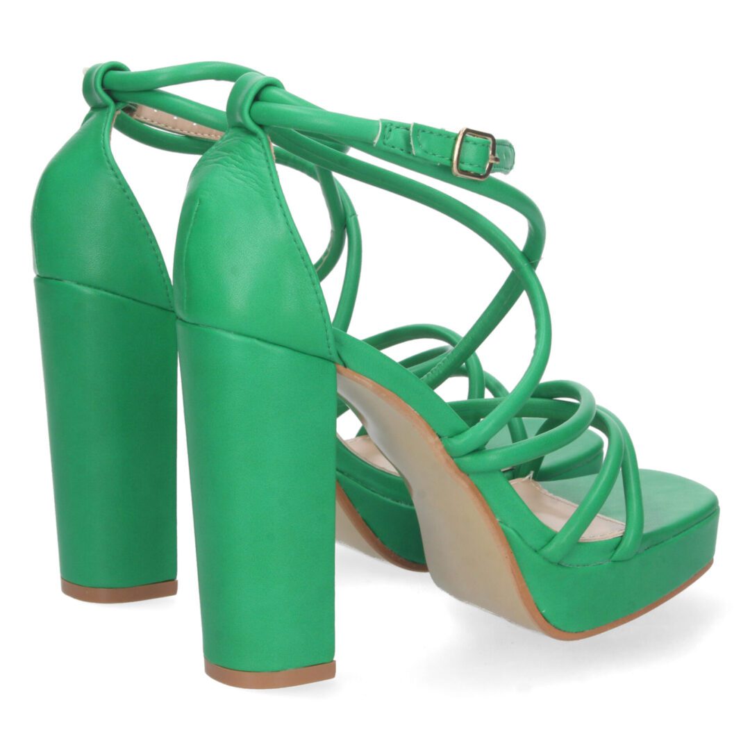 Sandalias tacón tiras empeine verde - Imagen 5