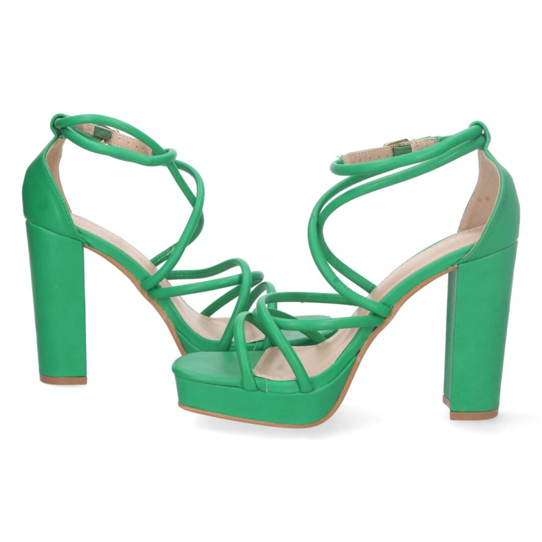 Sandalias tacón tiras empeine verde - Imagen 6