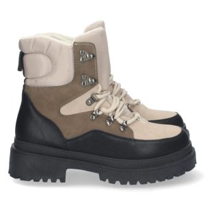 Botín montaña beige cordones gruesa