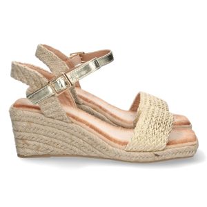 Sandalias cuña entrelazada oro