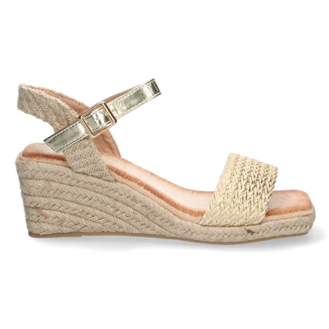 Sandalias cuña entrelazada oro - Imagen 3