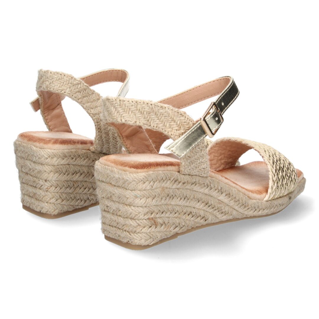 Sandalias cuña entrelazada oro - Imagen 5
