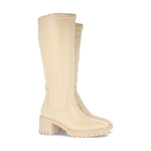 Botas altas con suela track beige