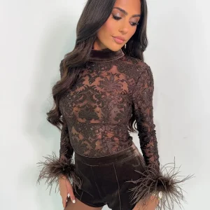 GIORGIA VELVET SHORTS - BROWN