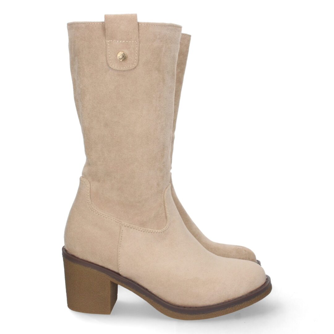 Bota alta beige antelina con cierre - Imagen 2