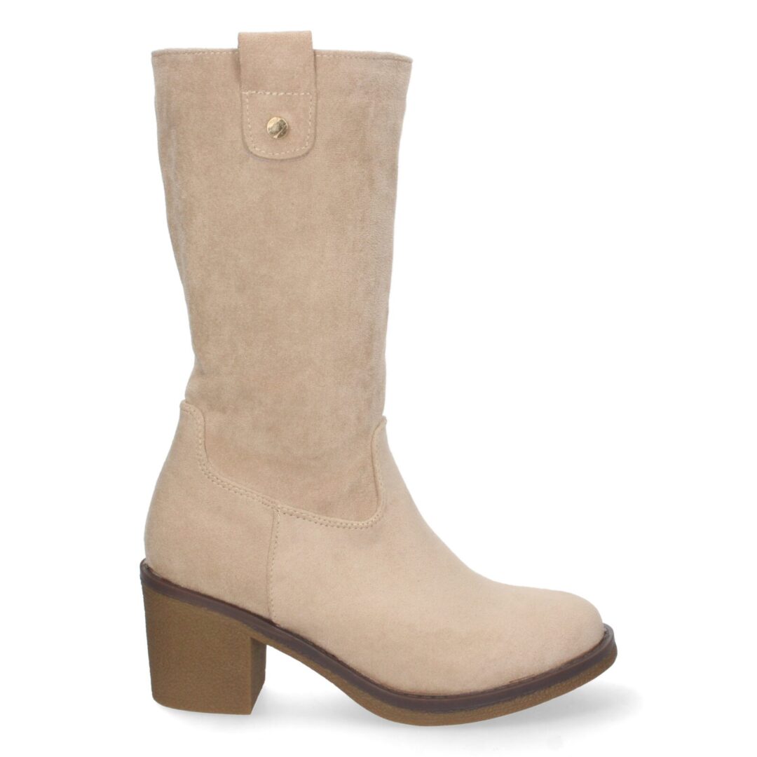 Bota alta beige antelina con cierre - Imagen 3