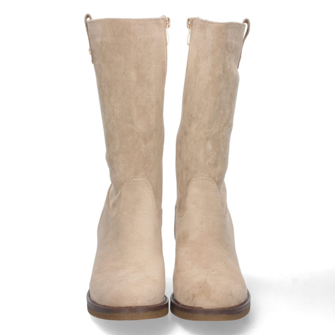Bota alta beige antelina con cierre - Imagen 4