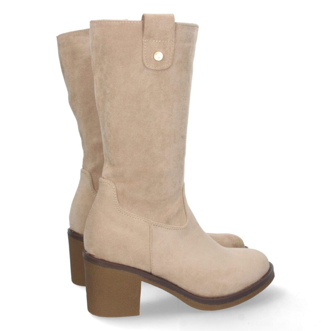 Bota alta beige antelina con cierre - Imagen 5