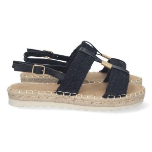 Sandalias dobles pala detalle trenzado negro