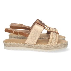 Sandalias doradas trenzadas champán