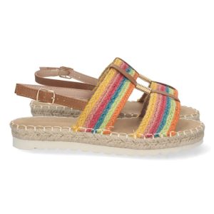 Sandalias amarillas rayadas multicolor