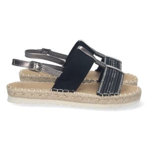 Sandalias negras con tiras de esparto