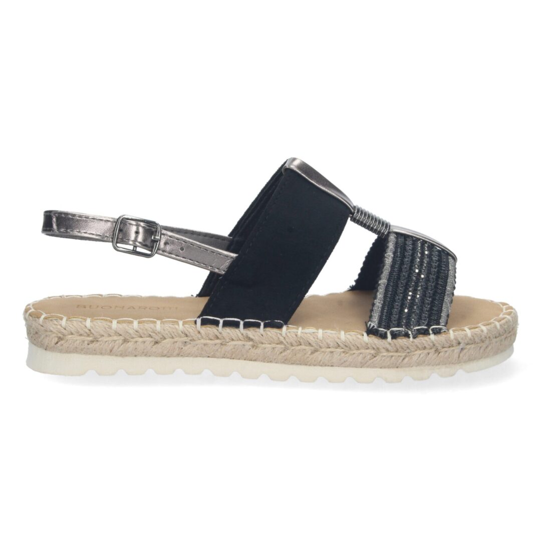 Sandalias negras con tiras de esparto - Imagen 3