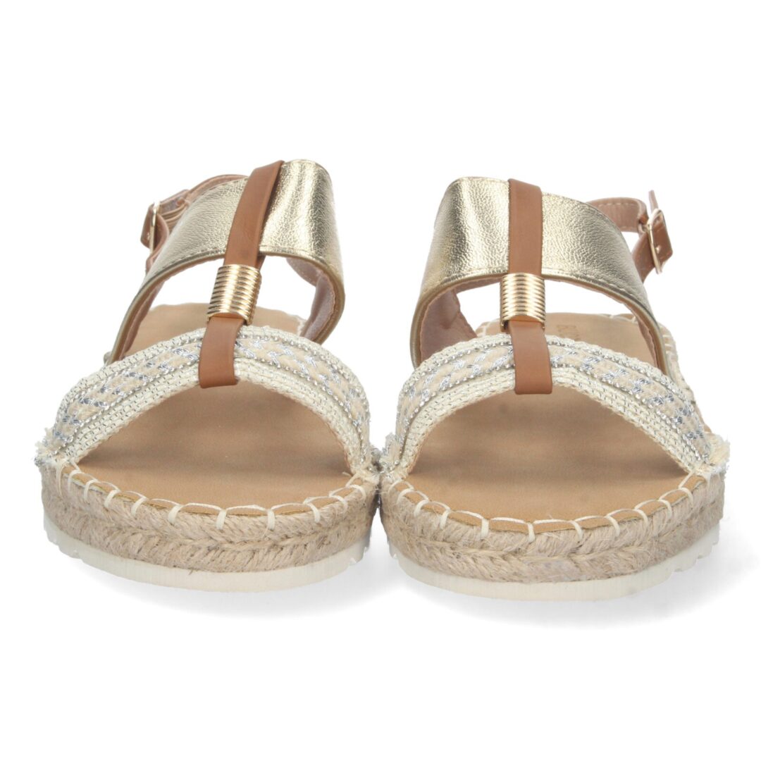 Sandalias doradas suela trenzada hebilla - Imagen 4