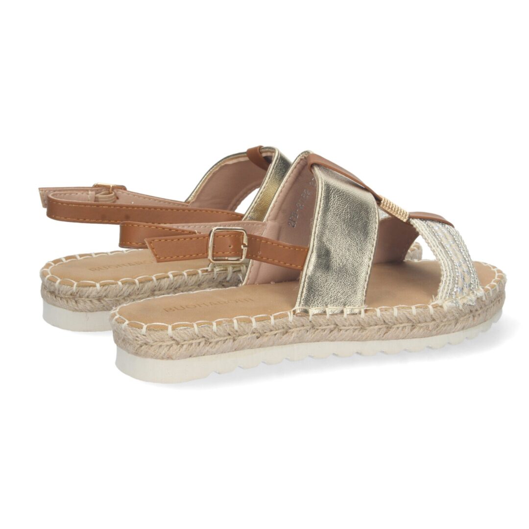 Sandalias doradas suela trenzada hebilla - Imagen 5