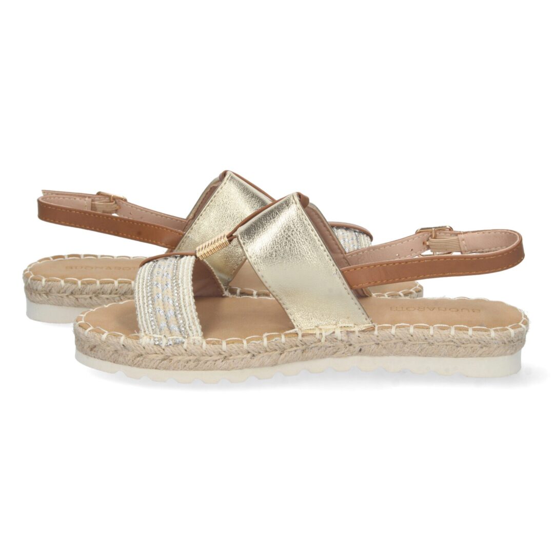 Sandalias doradas suela trenzada hebilla - Imagen 6