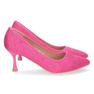 Zapatos tacón acharolados cristales fucsia