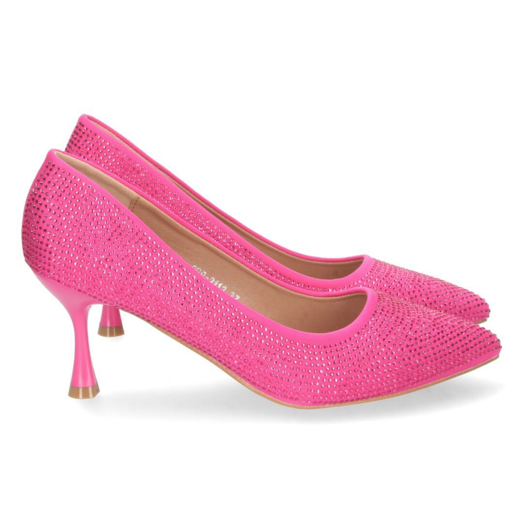 Zapatos tacón acharolados cristales fucsia