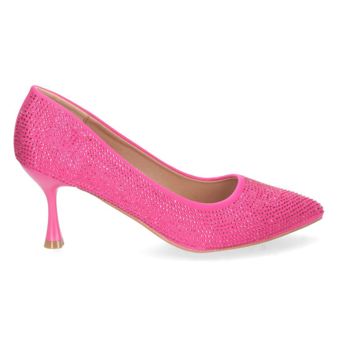 Zapatos tacón acharolados cristales fucsia - Imagen 3