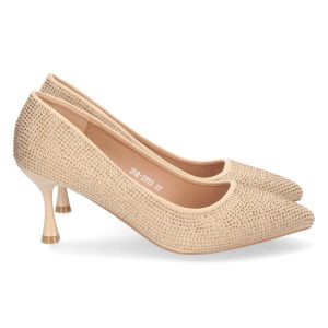 Zapato brillante tacón dorado
