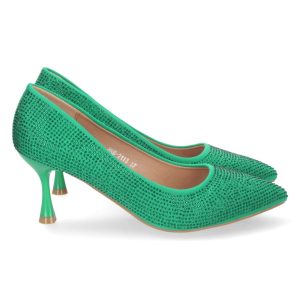 Zapato de tacón verde con brillos