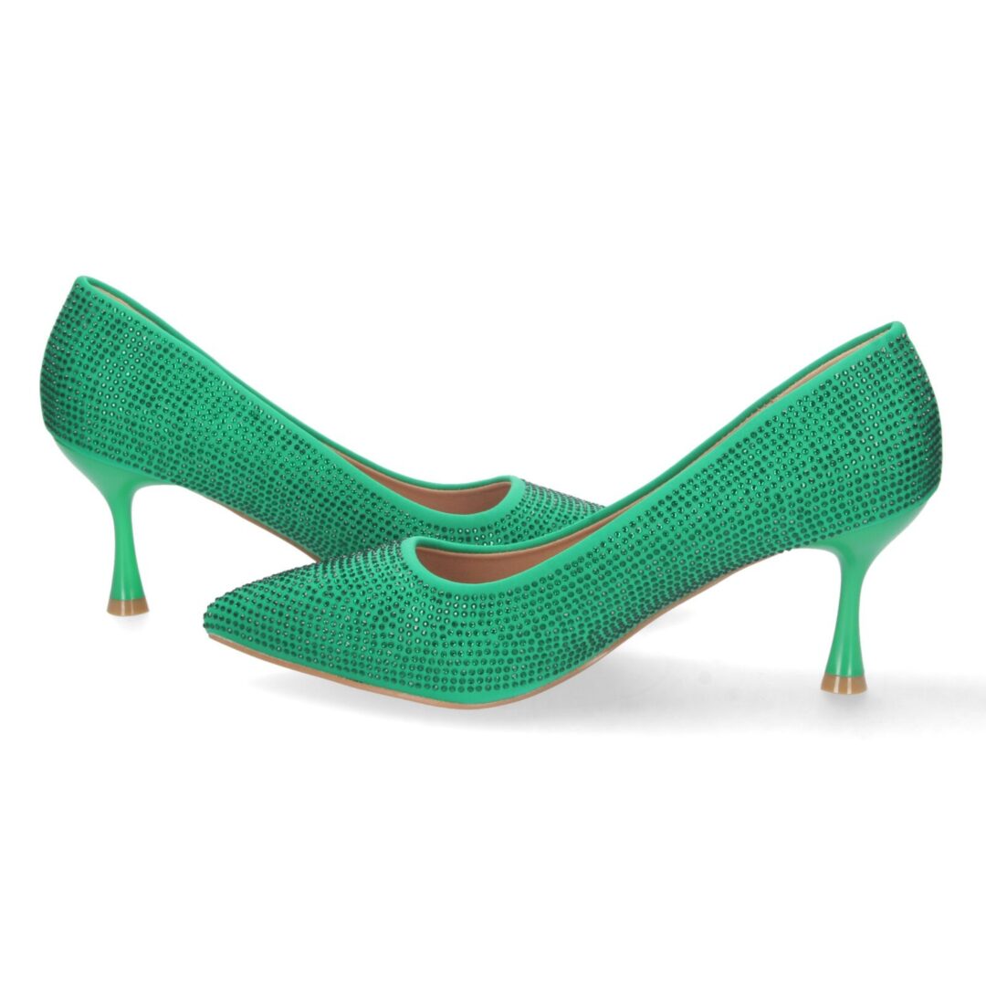 Zapato de tacón verde con brillos - Imagen 6