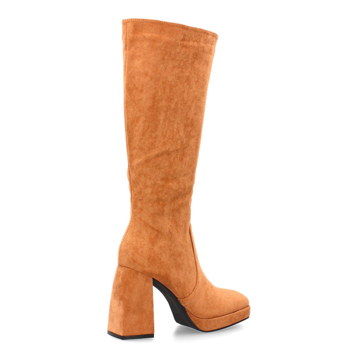Bota alta con tacón ancho camel - Imagen 5