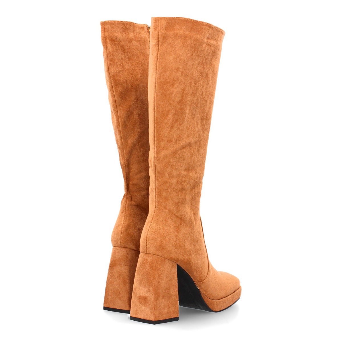 Bota alta con tacón ancho camel - Imagen 6