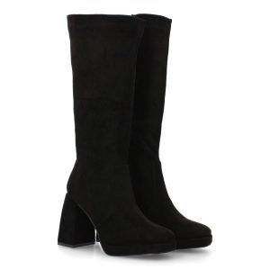 Bota alta con tacón ancho negro