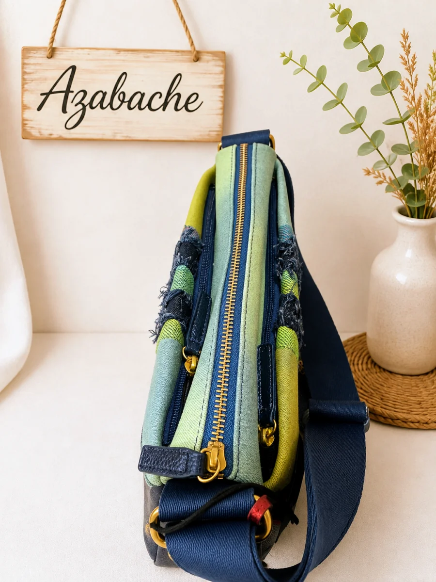 Bolso bandolera de tela con triple compartimento - Imagen 3