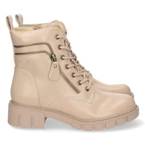 Bota militar beige con cremalleras