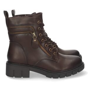 Bota militar marrón con cremallera