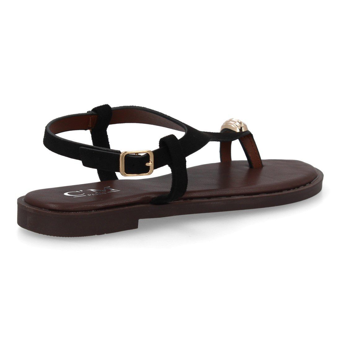 Sandalias planas negro dorado gladiador - Imagen 5
