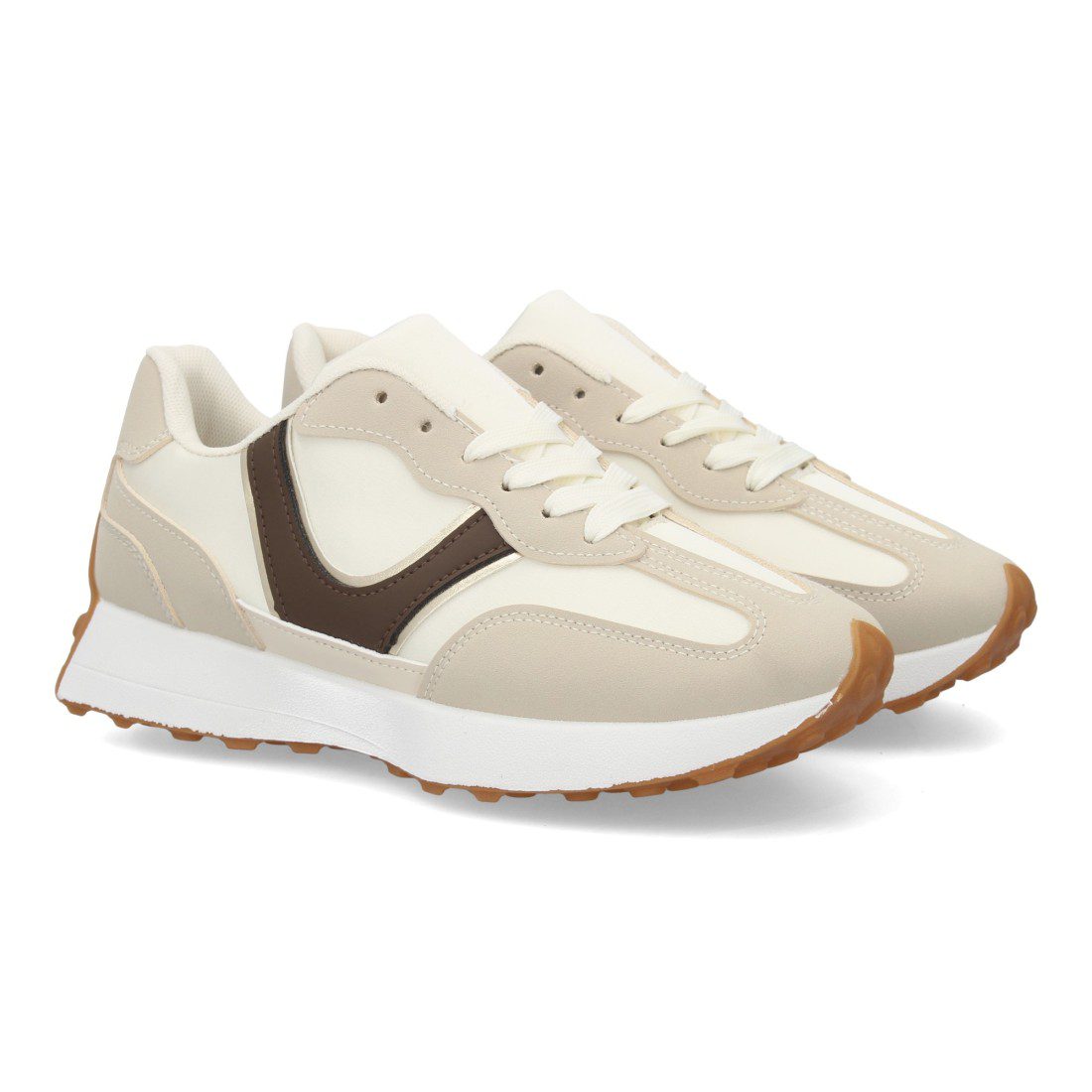 Zapatilla deportiva beige caña baja retro