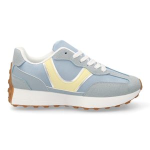 Deportivas casual azul y gris caña baja