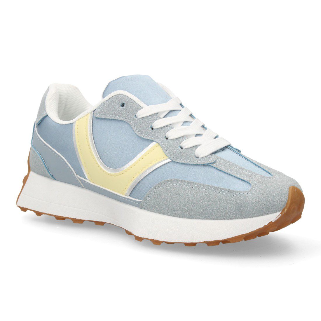 Deportivas casual azul y gris caña baja - Imagen 5